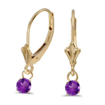 Ohrringe 10 Karat Gelbgold 5 mm rund echter Amethyst Ohrstecker