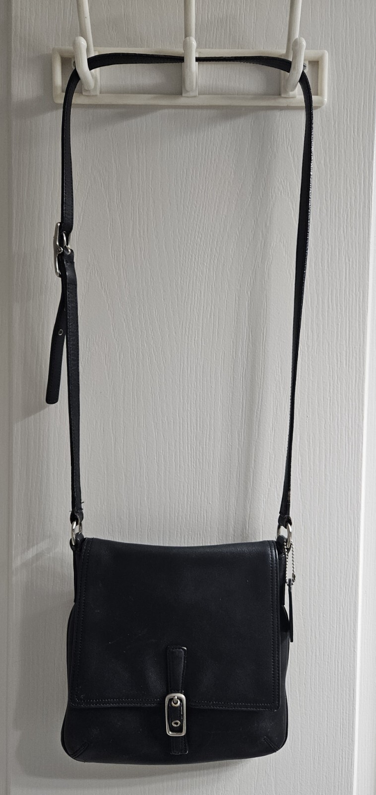 Vintage Coach Black Leather Crossbody Shoulder Bag 9592 Good Condition with Minor Flaws