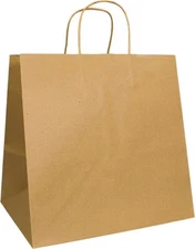 250 Natural Kraft Bags Paper 11.8x 9.5x 12 Tote Handle Bags Box of 250