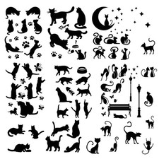 CRASPIRE Black Cat Wall Decals Kitty Window Stickers Peel and Stick Waterproo...