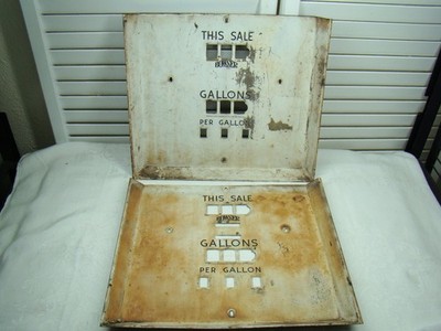 2 Vintage BOWSER gas pump face plates two pieces yard art man cave garage shop
