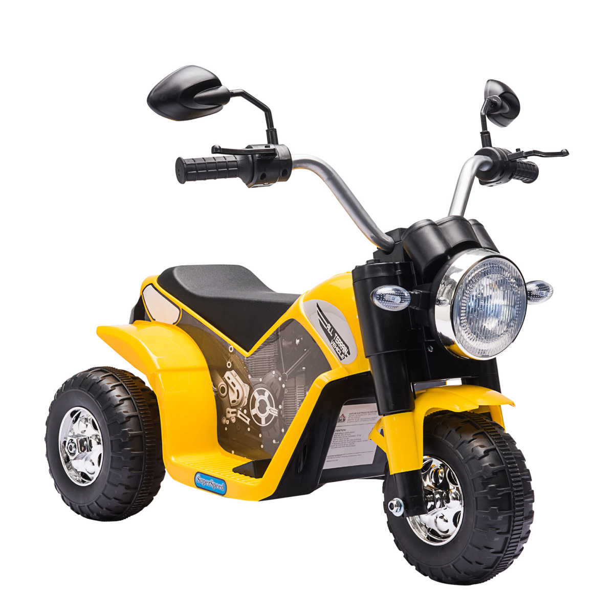 Homcom Yellow Kids 6V Electric Motorcycle Ride-On Toy Battery 18 - 36 Months - Image 2
