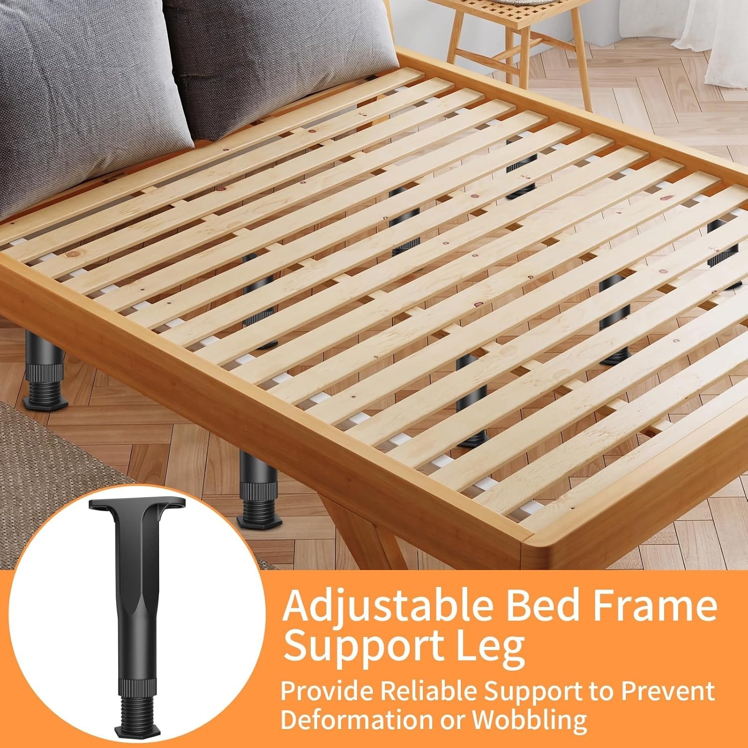 1/8 PCS Adjustable Bed Support Legs Frame Support Legs for King Queen Bed Slats