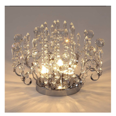 Q&S Crystal Flush Mount Chandelier Chrome Finish 3-Light 110V P2001-3