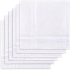 Handkerchiefs for Men, 100 Soft Cotton Hankerchief Machine Wash White Pocket Sq