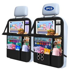 Car Backseat Organizer with Table Tray 2-Pack 9 2 Pack with Food Tray Black