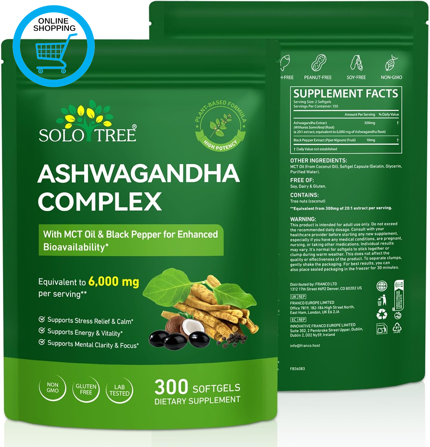 Ashwagandha Complex 6000Mg Equivalent Softgels | 20:1 Root Extract with MCT Oil