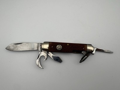 VTG ULSTER BOY SCOUT ROUND SHIELD 4 BLADE FOLDING POCKETKNIFE W/BAIL BSA