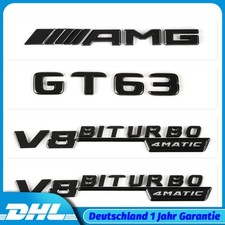 GT63 V8BITURBO4matic Schwarz Schriftzug Emblem Set f&uuml;r Mercedes Benz GT AMG