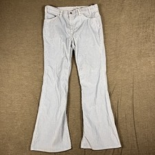 VINTAGE 70s Levis 663 Men 34x33 Bell Bottom Flare Hippie White Tab Blue Corduroy