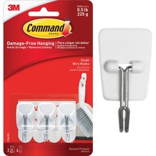 Command Small White Wire Hooks, 3 Hooks, 4 Strips 17067ES-3PK Command 2.47 per strip
