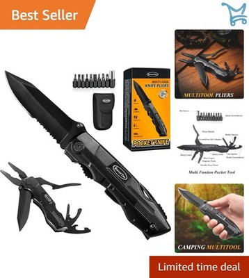 15-in-1 Pocket Multitool Knife with Pliers Screwdrivers Bottle Opener for Cam...