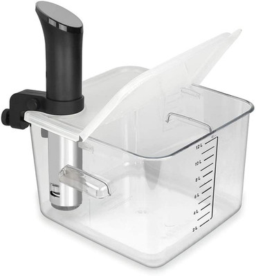 Sous Vide Container 12 Quart Collapsible Hinged Lid For Cooker Transparent New.