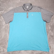 Callaway Polo Shirt Mens 2XL Blue Gray Opti-Dri Golf Performance Colorblock