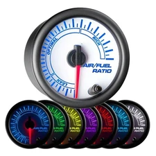 White 7-Color Narrow-Band Air-Fuel Ratio Gauge - White Dial - Transparent Lens 