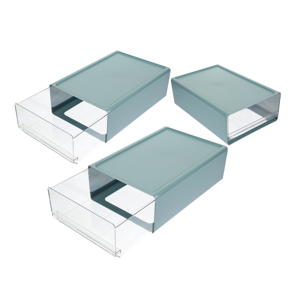 3 Pcs Plastic Stacking Desk Organizer Office Drawer Stationery Bin-image