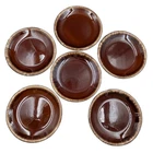 Lot of 6 Vintage Hull Brown Drip Glaze Dinner Plates 10.5” Round USA Ovenproof