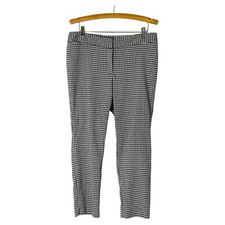Liz Claiborne black white houndstooth stretchy knit preppy academia pants 12