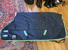 SmartPak Classic Stable Blanket Navy/Mint 72" Medium 220g