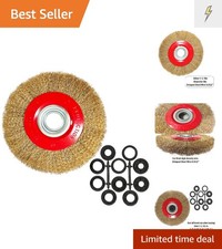 Durable 8in Brass Coated Wire Brush with Multiple Arbor Sizes for Bench Grinders