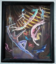 ACROBATICS OIL PAINTING BY TOM FORAL- WI~NY ARTIST-LOOK !