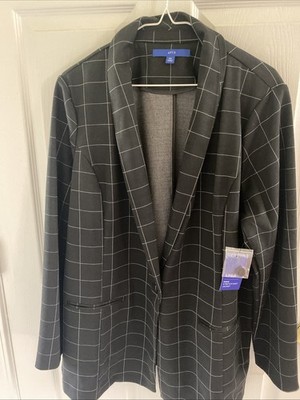 Women s Apt.9 Black And White Check Stretch Knit Jacket Size XXL NWT