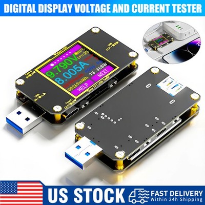 USB Type-C Digital Tester Multimeter Current Voltage Power Capacity & Cable 8 A