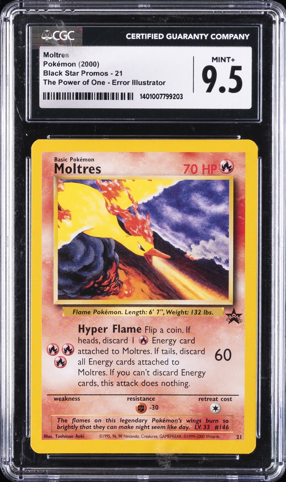 2000 POKEMON BLACK STAR PROMOS #21 MOLTRES CGC 9.5