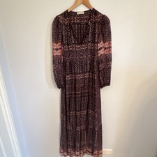 Ulla Johnson Multicolor Geometric Long Sleeve Maxi Dress V-Neck Women