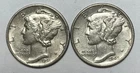 1941-S and 1942-S 10C Mercury Dimes 90% Silver