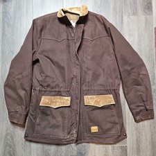 Vintage 90s Walls Canvas Chore Jacket Workwear brown faded pockets Mens L