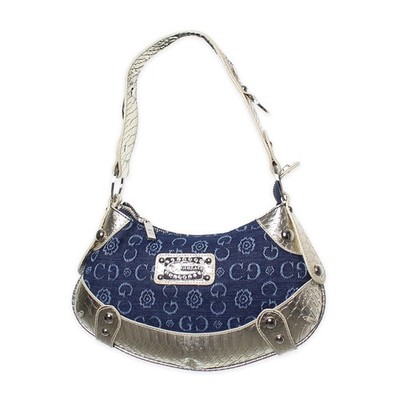 Gussaci Vintage Y2K Hobo Bag Handtasche Guess Style Denim Lederoptik Steinchen