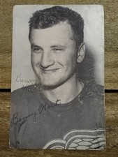 VTG 1950's J.D. McCarthy Detroit Red Wings Benny Woit SIGNED Hockey Postcard
