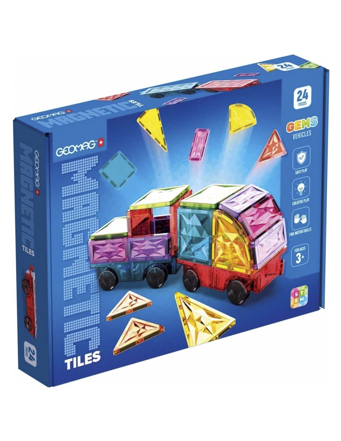 Geomag Magnetic Tiles Gems Vehicles 24pz