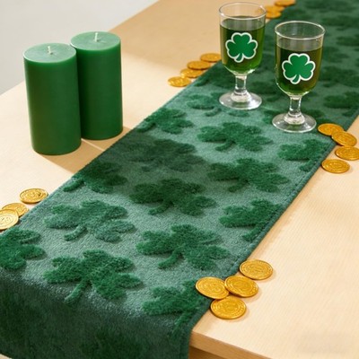 Amreich St Patricks Day Table Runner - 3D Shamrock 13 X 72 Inches, Green 