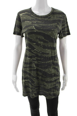 Current/Elliott Women T-Shirt Dress Black Camouflage Cotton Short Sleeve Size 1