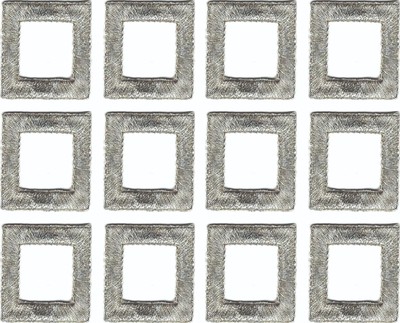 Silver Rectangle Patch (1 1/4'' in) Cut out Embroidered Iron on Sew on Lot of 12