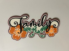 Family Floral Handmade Scrapbook Title Die Cut Paper Pieced