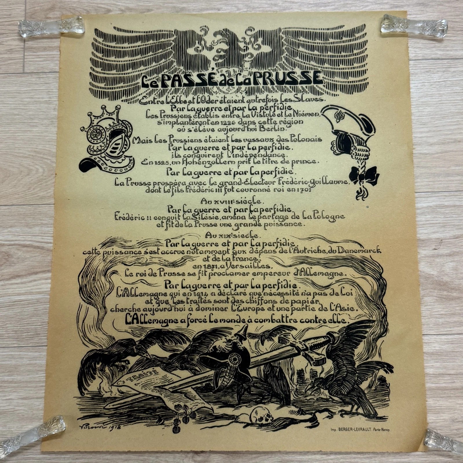 Affiche Victor Prouvé Le passé de la Prusse 1918 WW1