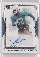 2017 Panini National Treasures Red Jersey Number 48/52 Raekwon McMillan Auto 0m0