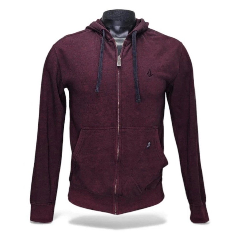 DISCONTINUED Volcom Zip Up Hoodie Burgundy Heathered Small