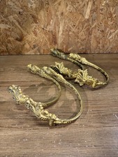 Lot 4 embrasses rideaux bronze doré style Louis XVI décor floral H 20 cm