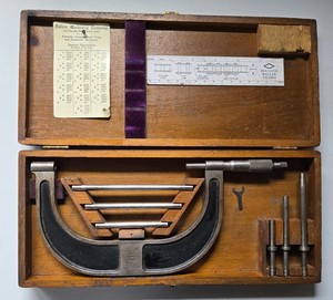 Brown & Sharpe No. 55, 0 - 5" Machinist's Micrometer Set, & Wooden Storage Box