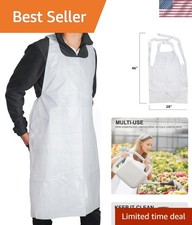 2 Mil White Disposable Poly Aprons 46"x28" - Waterproof Plastic Bibs for Cook...