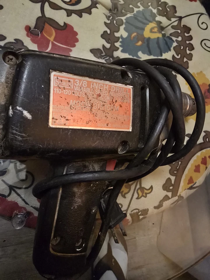 Taladro con cable vintage Sears Craftsman 3/8” - velocidad variable, reversible Foto 2 de 2