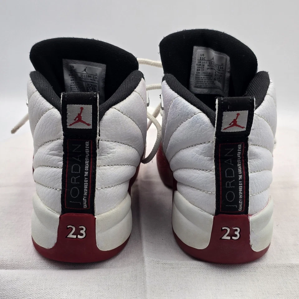 Air Jordan 12 Retro Rojo Cereza Blanco 151186-116 Talla 11c NIÑO Limpio  Foto 4 de 4