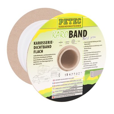 PETEC KAROSSERIE-DICHTBAND BUTYL GRAU 20 mm x 16 m KAROBAND SELBSTKLEBEND