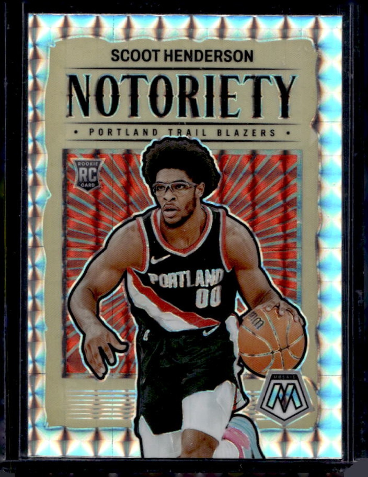 2023-24 Mosaic Scoot Henderson Notoriety RC Mosaic Prizm #4 Trail Blazers