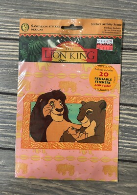 Vintage Disney The Lion King Sticker Activity Scene Simba Nala Baby 
