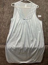 Vanity Fair Nightgown Blue Satin Size Large